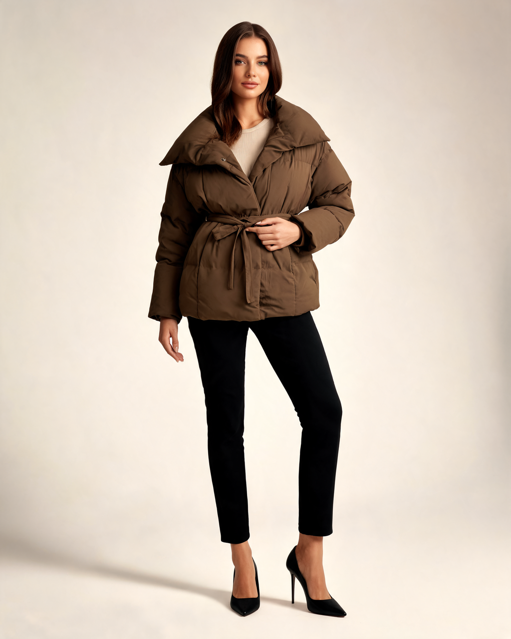 Winter Jacket - Karly Puffer Cropped Padded Design for Casual Layering