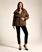 Winter Jacket - Karly Puffer Cropped Padded Design for Casual Layering