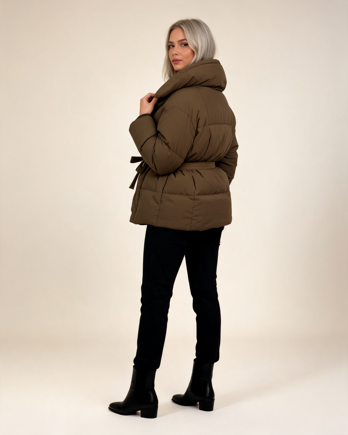 Winter Jacket - Karly Puffer Cropped Padded Design for Casual Layering