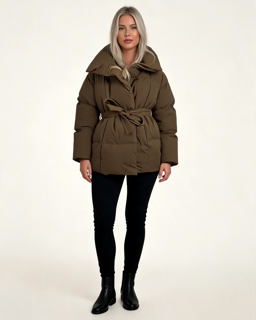 Winter Jacket - Karly Puffer Cropped Padded Design for Casual Layering