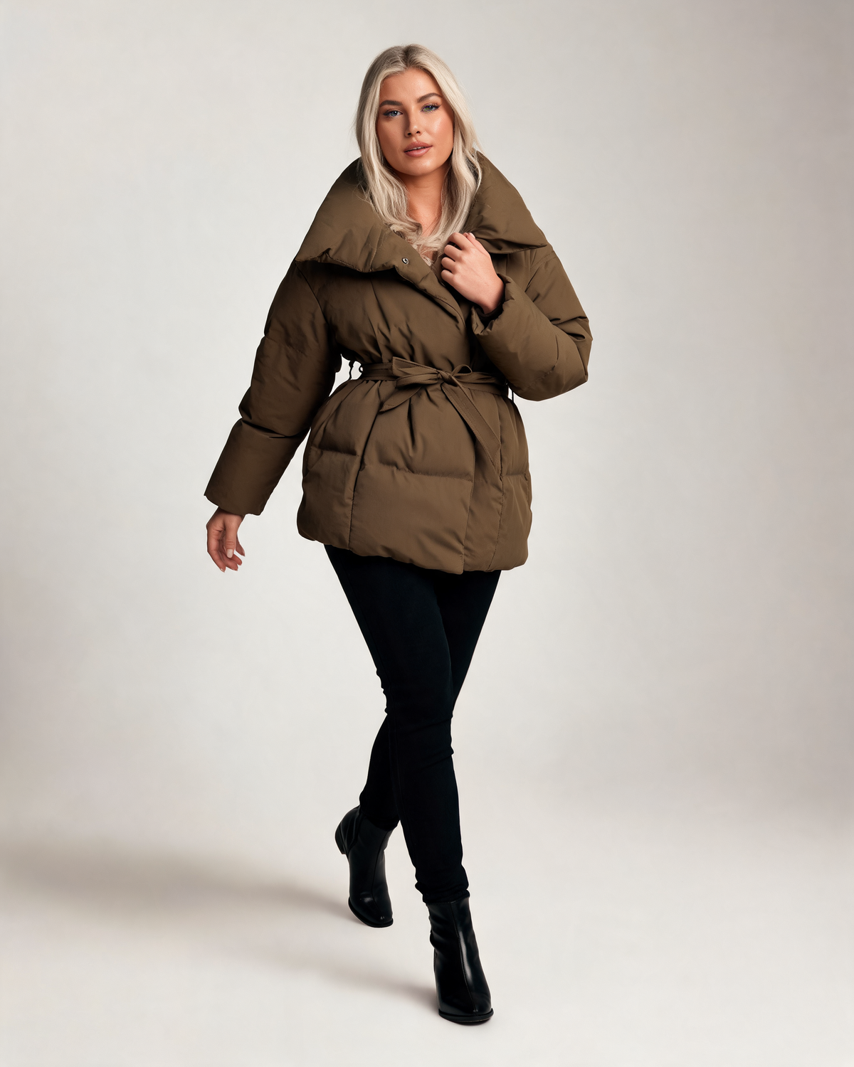 Winter Jacket - Karly Puffer Cropped Padded Design for Casual Layering