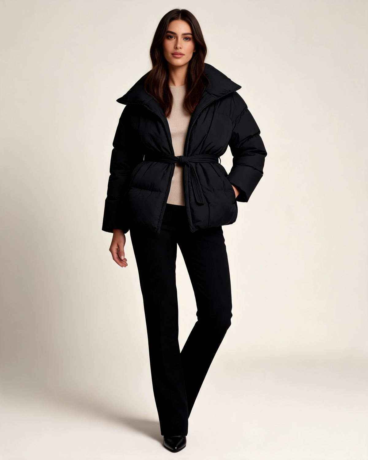 Winter Jacket - Karly Puffer Cropped Padded Design for Casual Layering