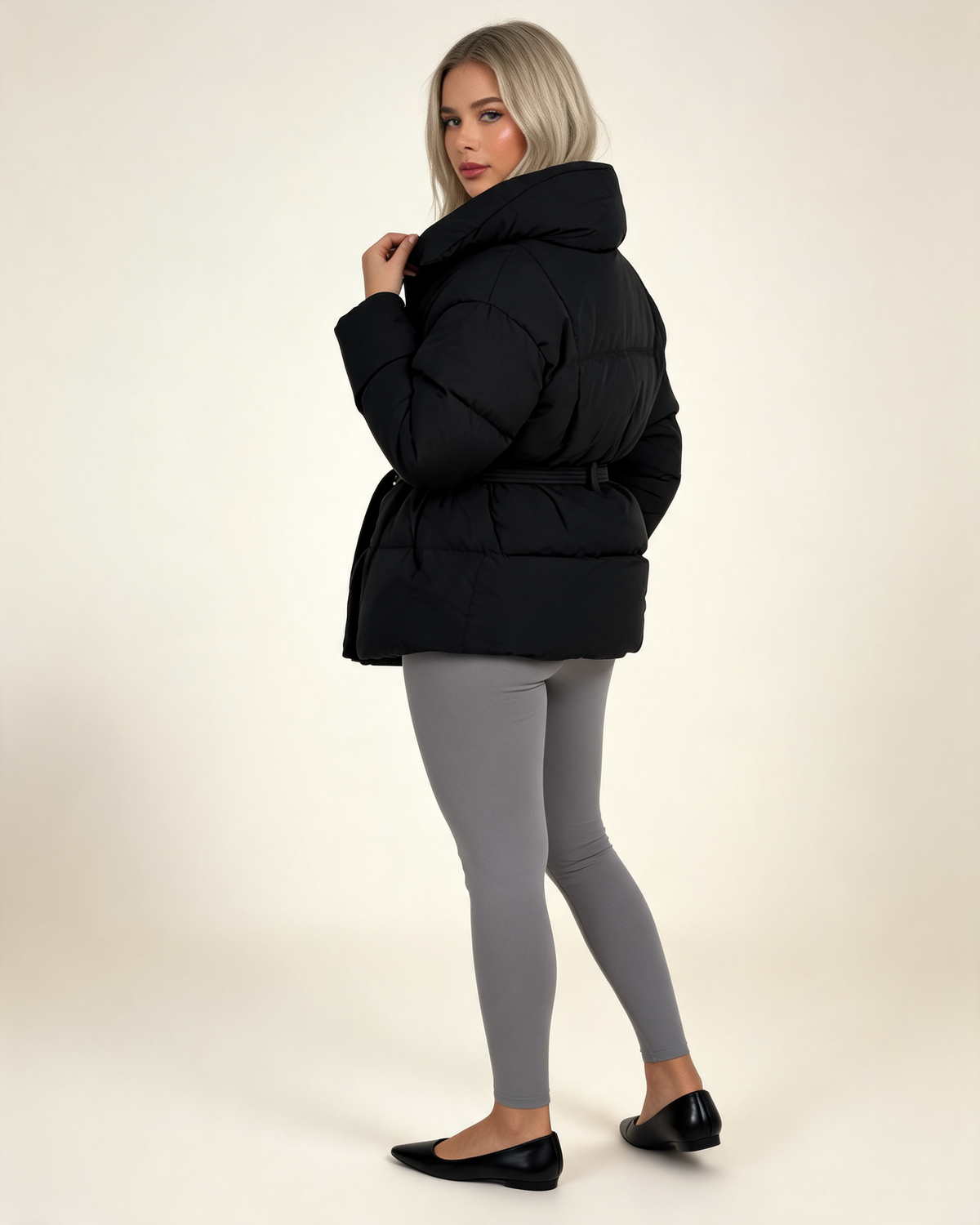 Winter Jacket - Karly Puffer Cropped Padded Design for Casual Layering