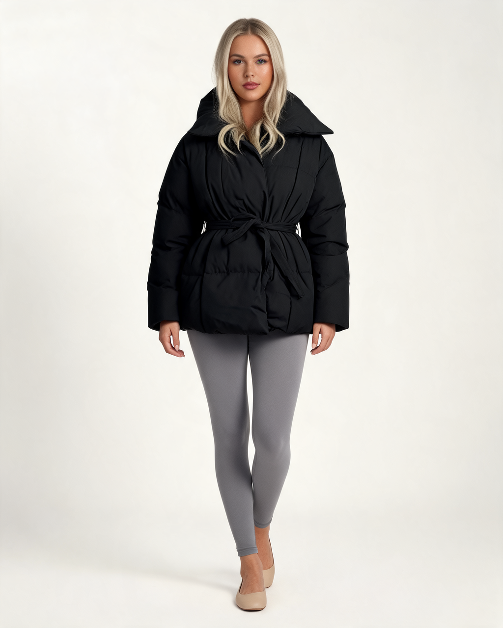 Winter Jacket - Karly Puffer Cropped Padded Design for Casual Layering