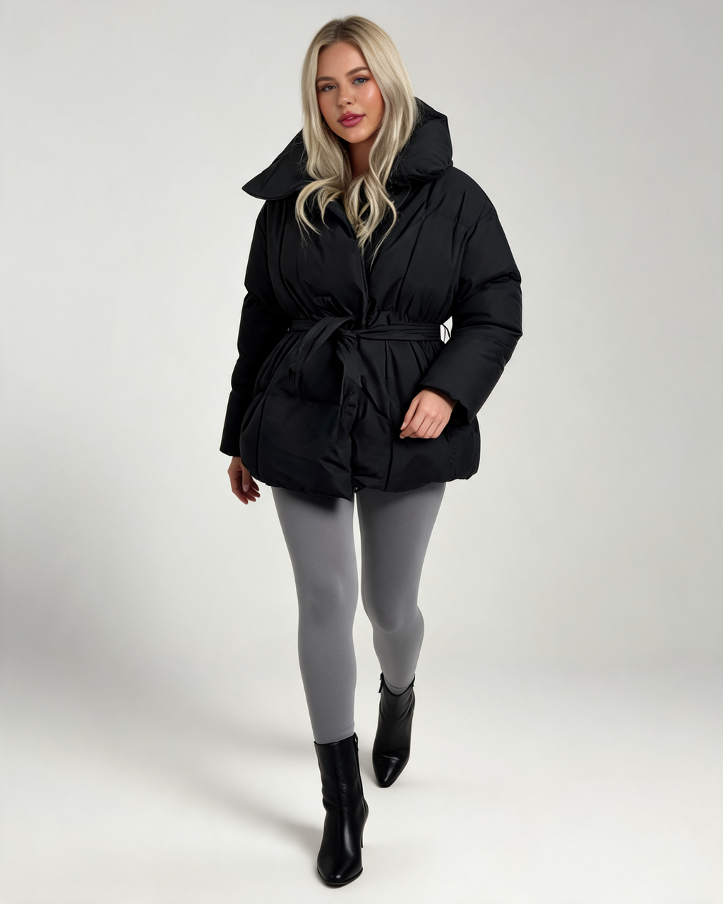 Winter Jacket - Karly Puffer Cropped Padded Design for Casual Layering
