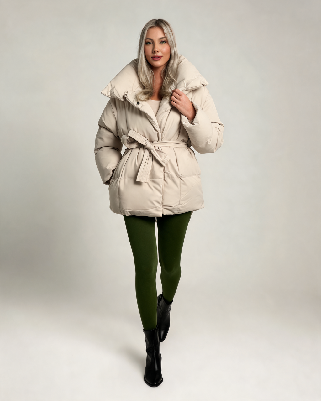Winter Jacket - Karly Puffer Cropped Padded Design for Casual Layering
