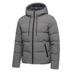 Men's Hooded Winter Puffer Jacket With Zip Pockets