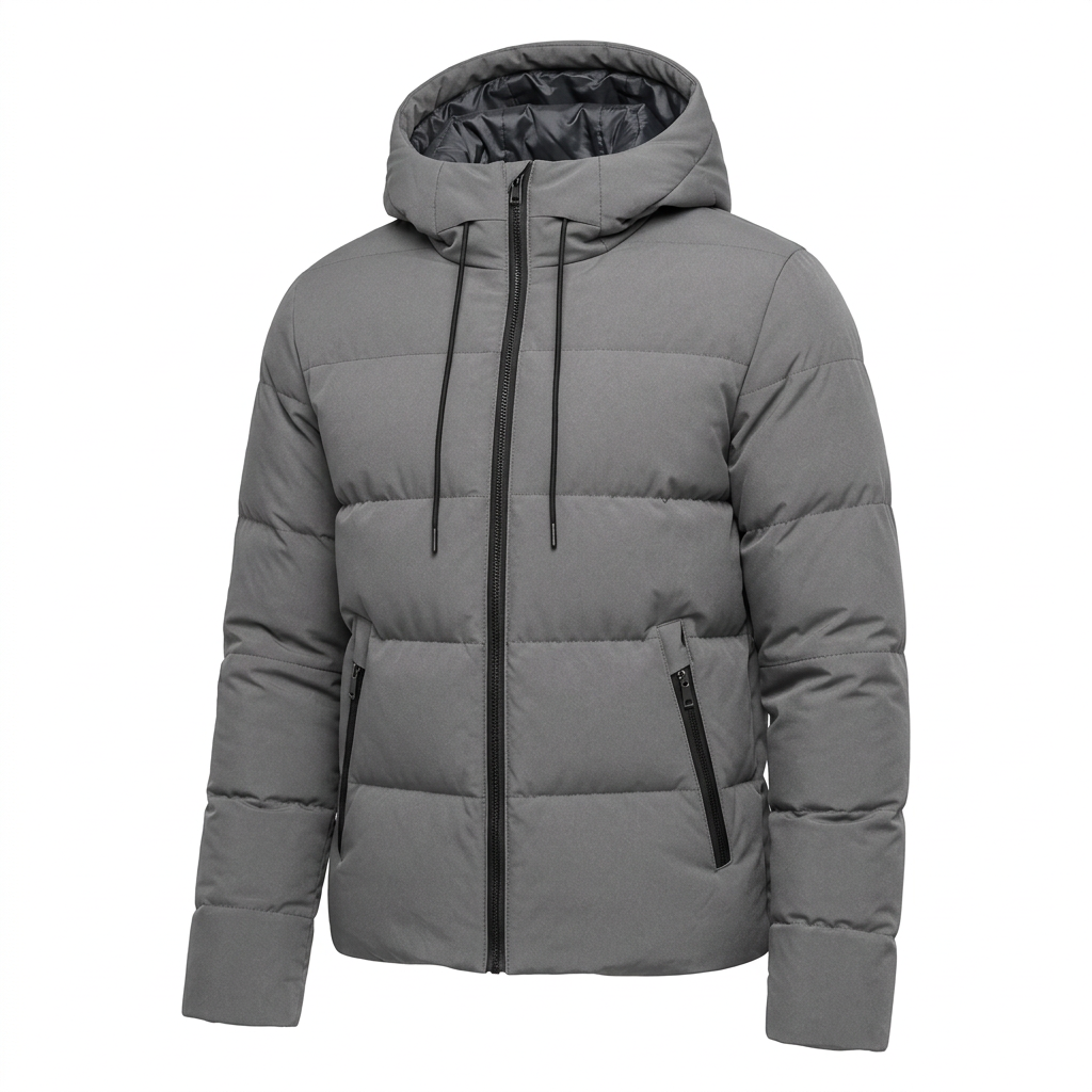 Men's Hooded Winter Puffer Jacket With Zip Pockets