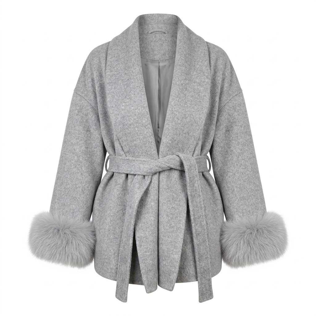 Women's Elegant Wrap Style Faux Fur Cuff Coat