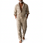 Men's Utility Jumpsuit With Drawstring Waist And Cargo Pockets