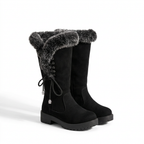 Women's Suede Mid Calf Boots with Faux-Fur Cuff for Cold Weather