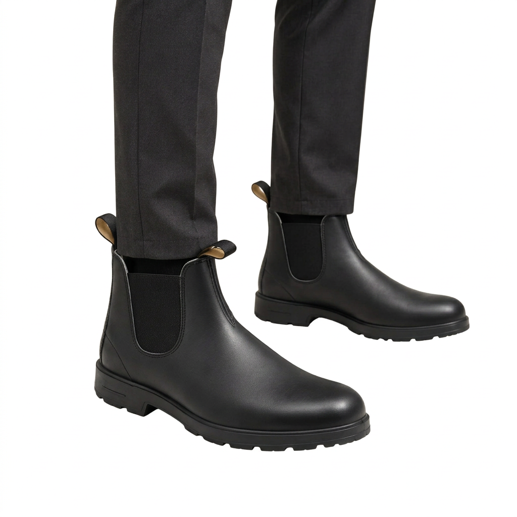 Men's Waterproof Chelsea Boots with Pull Tabs and Lug Sole