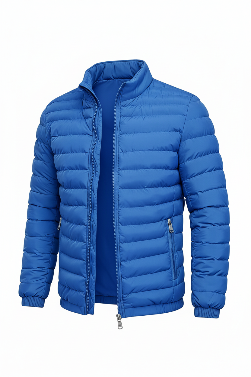 Men's Puffer Jacket - Royal Blue Side