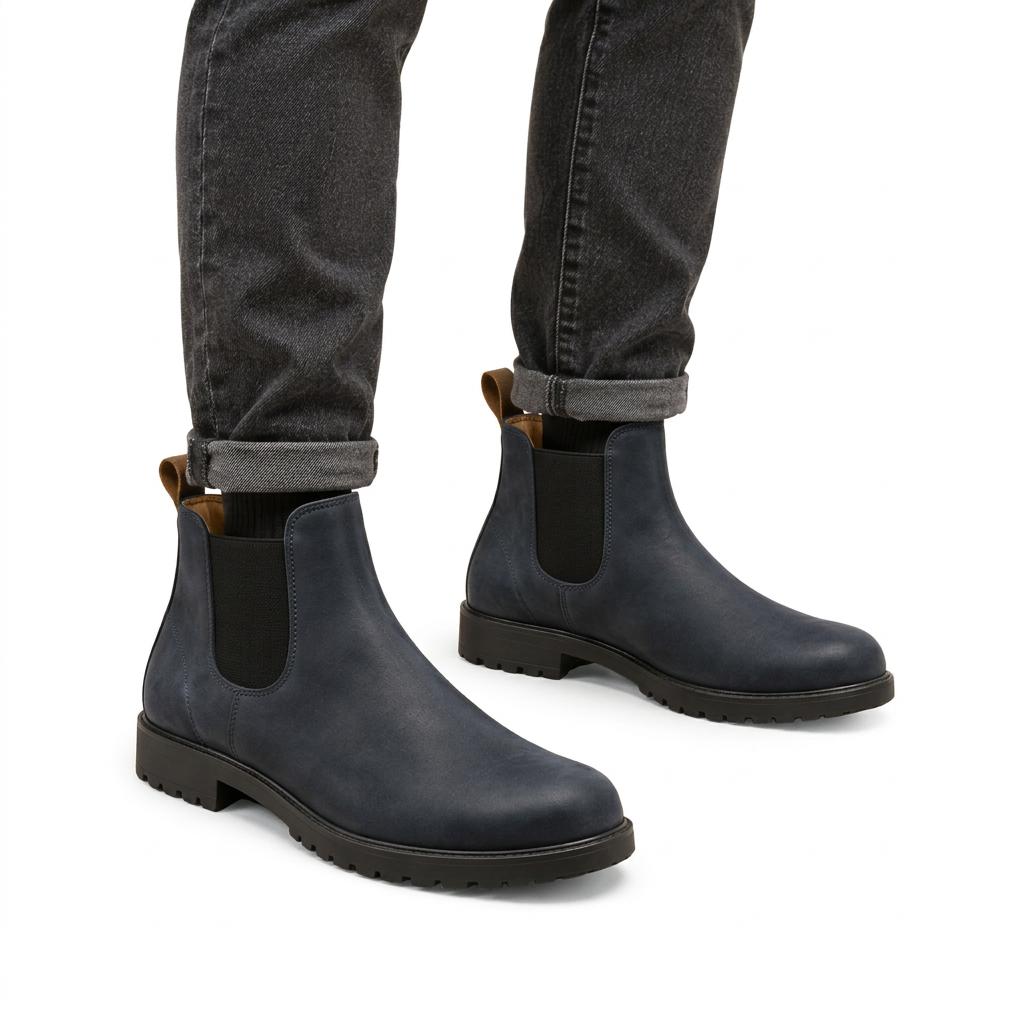 Men's Waterproof Chelsea Boots with Pull Tabs and Lug Sole