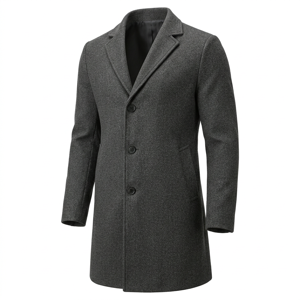 Men's Tailored Winter Trench Coat with Button Front