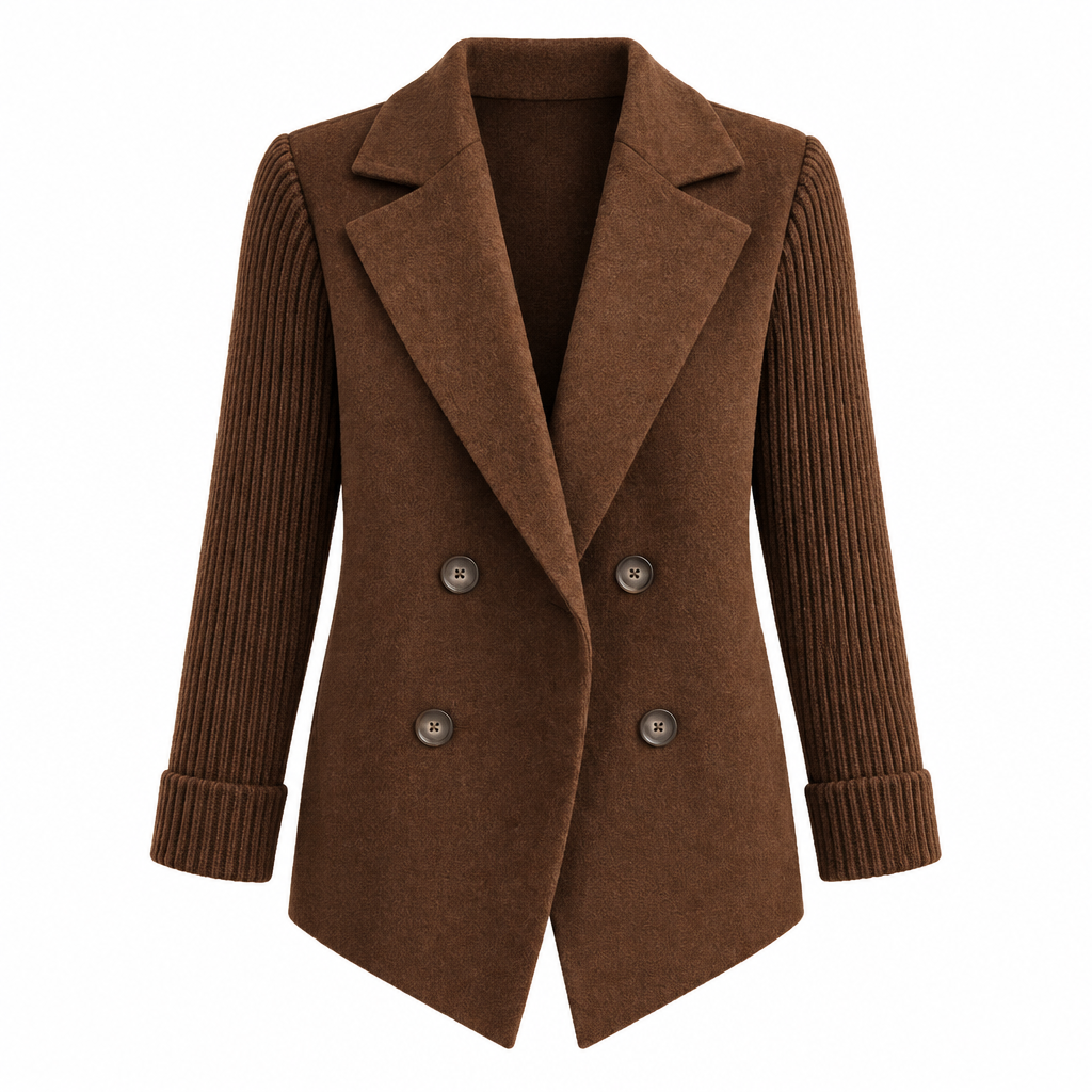 Casual Blazer Coat - Soft Ribbed Fabric, Versatile All-Season Style