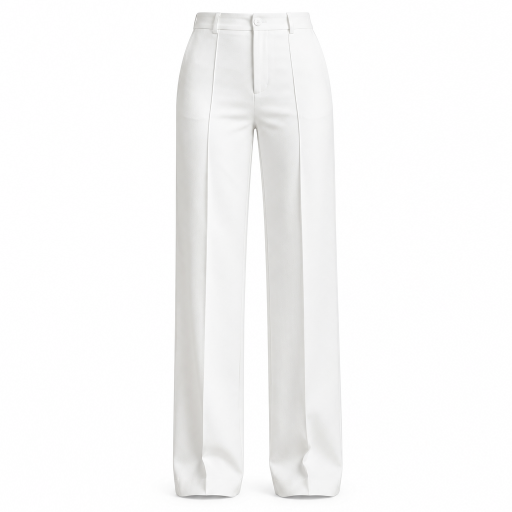 White straight-leg trousers