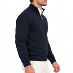Men's Soft Cotton Blend Half Zip Pullover with Ribbed Trims