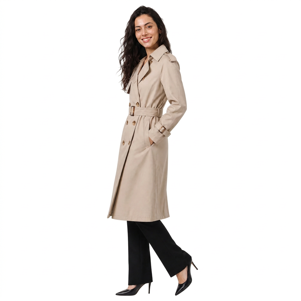 Women's Single-Breasted Belted Trench Coat