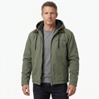 Men's Hooded Jacket with Zip Front and Drawstring Hood for Casual Wear