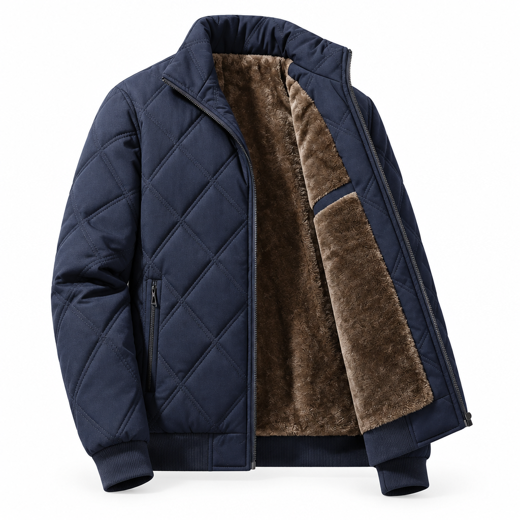 Blue quilted men's jacket