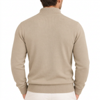 Men's Soft Cotton Blend Half Zip Pullover with Ribbed Trims