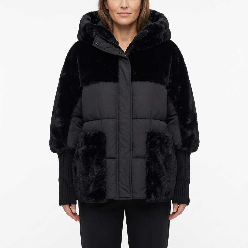 Women's Faux Fur Hooded Coat for Insulated Autumn Wear