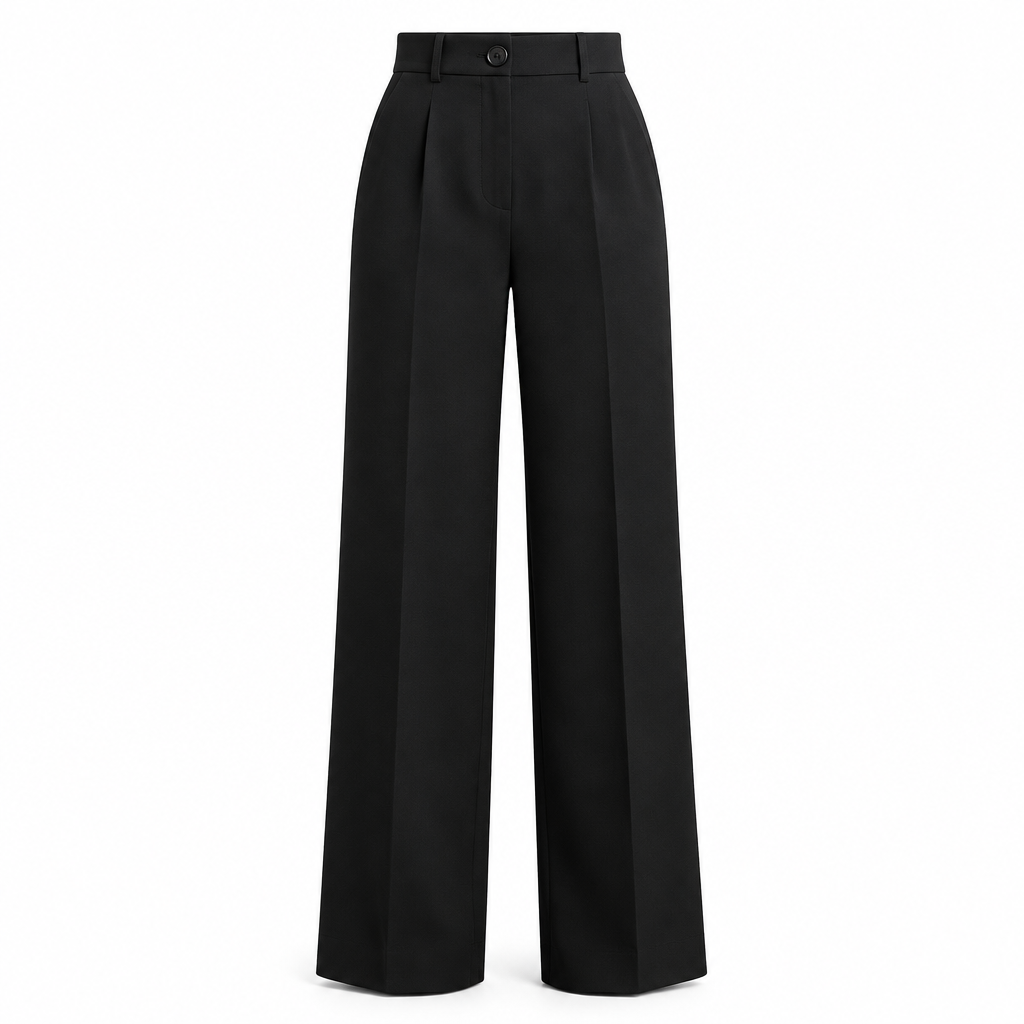 Black tailored wide-leg trousers