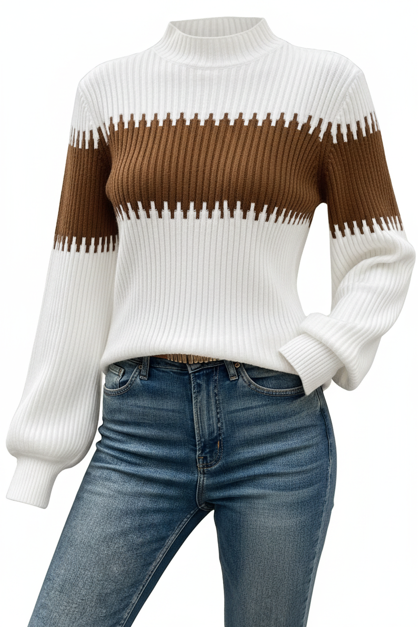 Half-Turtleneck Lantern Sleeve Sweater - produktbild