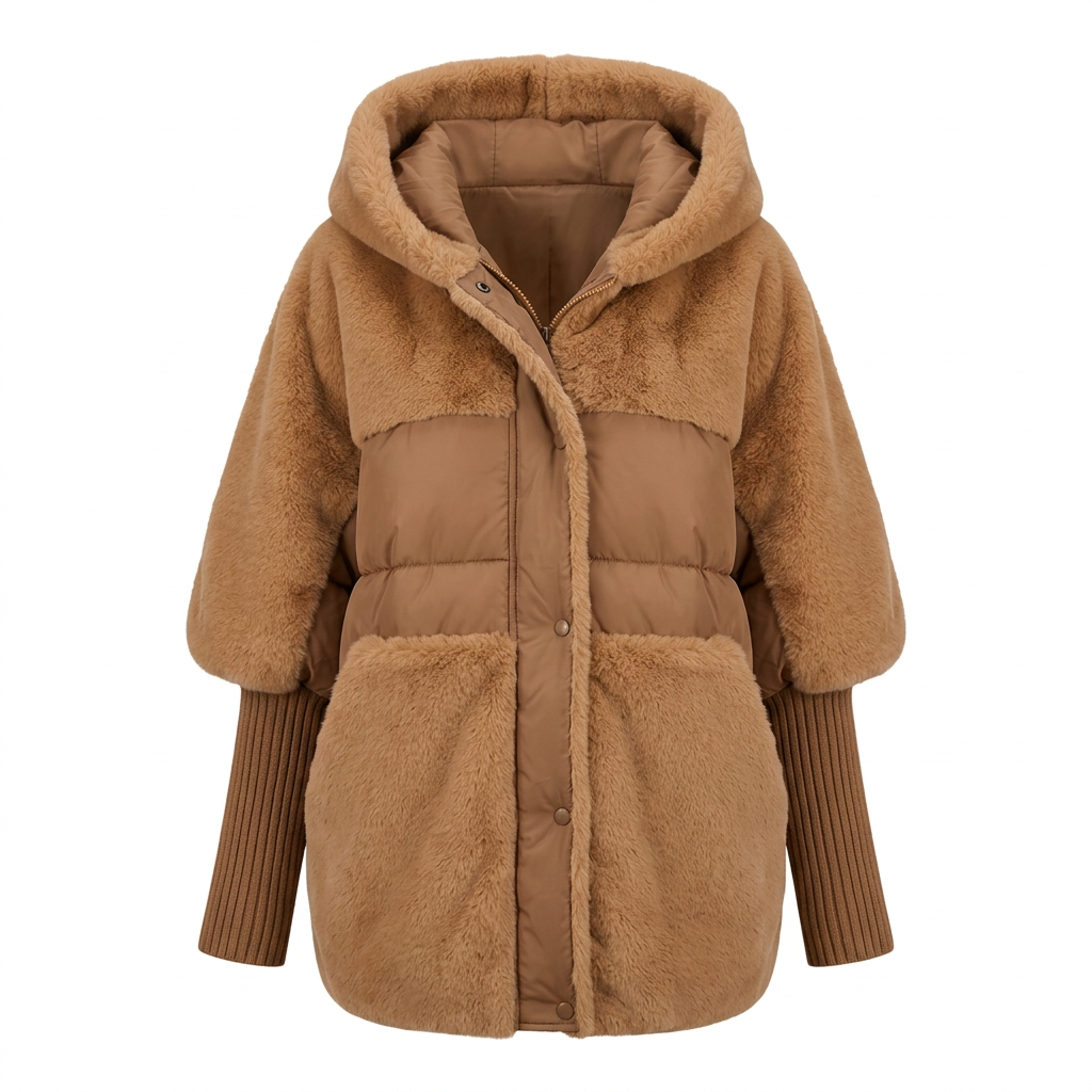 Women's Faux Fur Hooded Coat for Insulated Autumn Wear