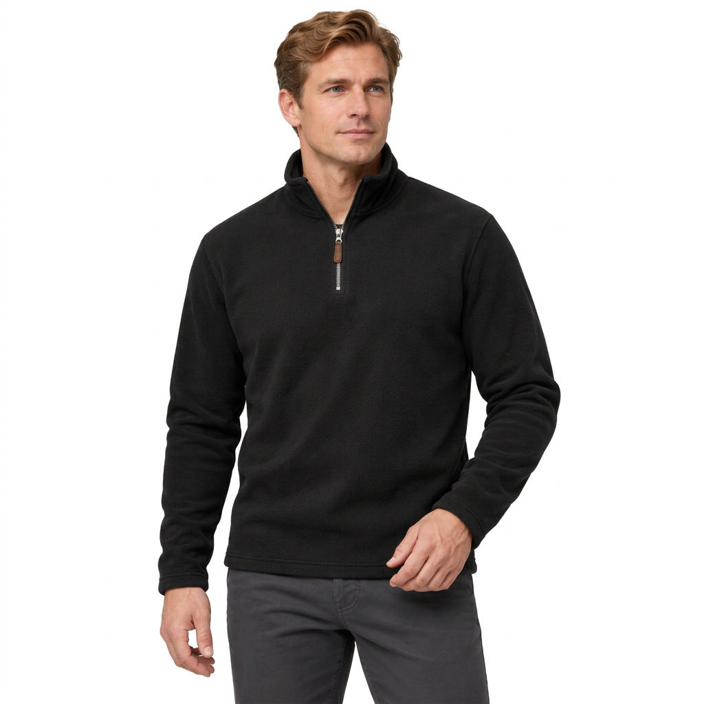 Men’s Quarter-Zip Fleece Jumper – Stand Collar & Regular Fit