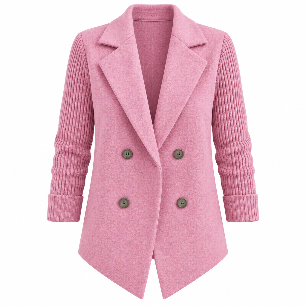 Casual Blazer Coat - Soft Ribbed Fabric, Versatile All-Season Style