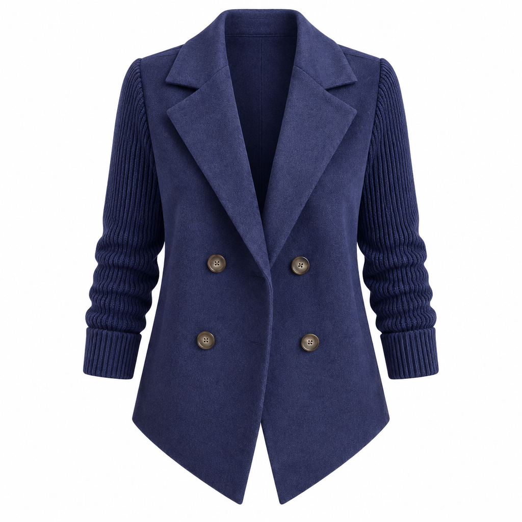 Casual Blazer Coat - Soft Ribbed Fabric, Versatile All-Season Style