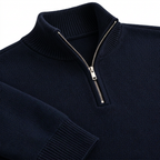 Men's Soft Cotton Blend Half Zip Pullover with Ribbed Trims