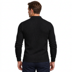 Men's Ribbed Long-Sleeve Polo Sweater – Slim Fit