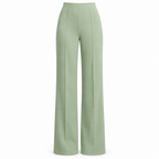 Mint green wide-leg trousers on a white background