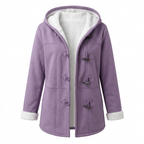 Women's Sherpa Lined Hooded Jacket with Toggle Closure for Warmth