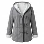 Women's Sherpa Lined Hooded Jacket with Toggle Closure for Warmth