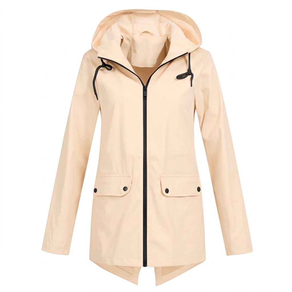 Apricot hooded rain jacket