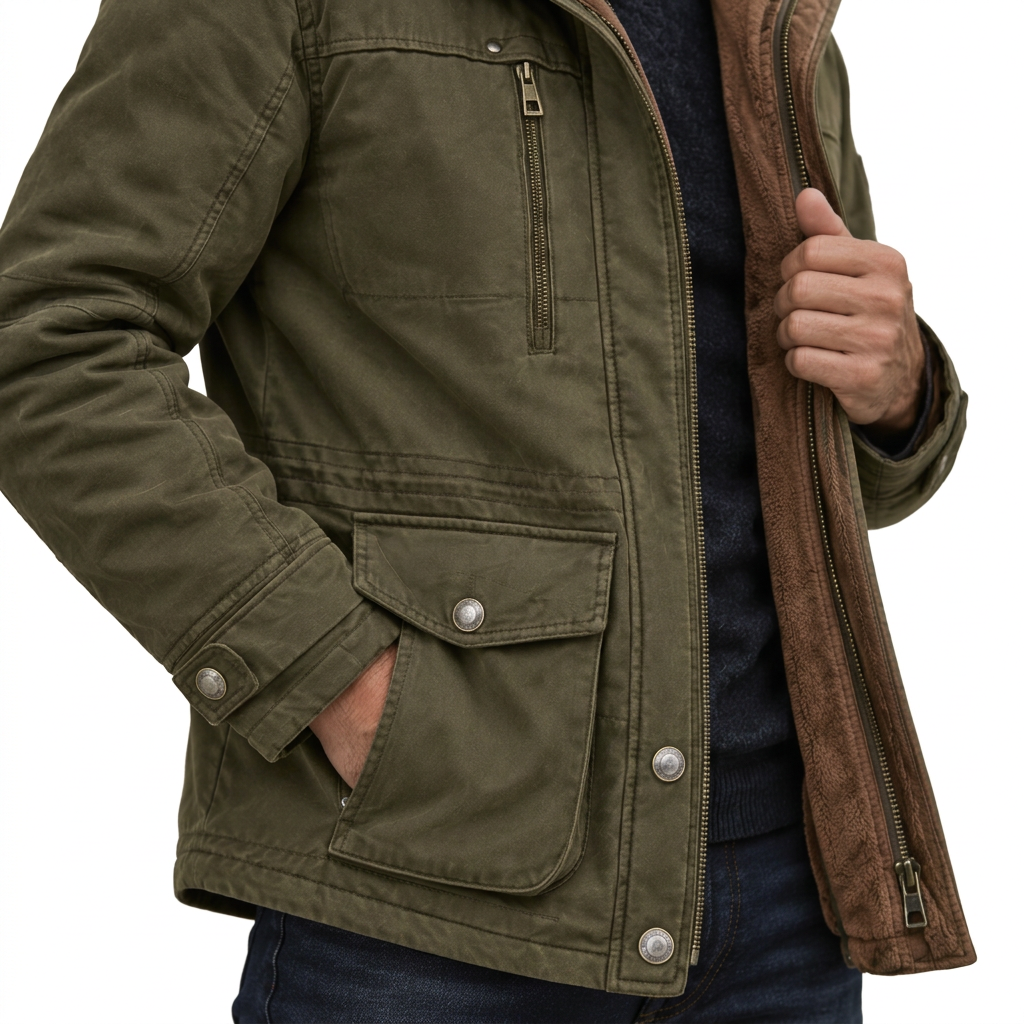 Men's Waterproof Winter Jacket – Hooded & Fleece-Lined