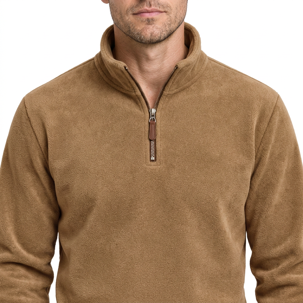 Men’s Quarter-Zip Fleece Jumper – Stand Collar & Regular Fit