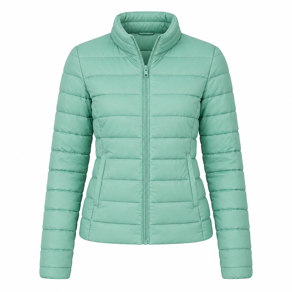 Women's Lightweight Down Puffer Jacket with Stand Collar