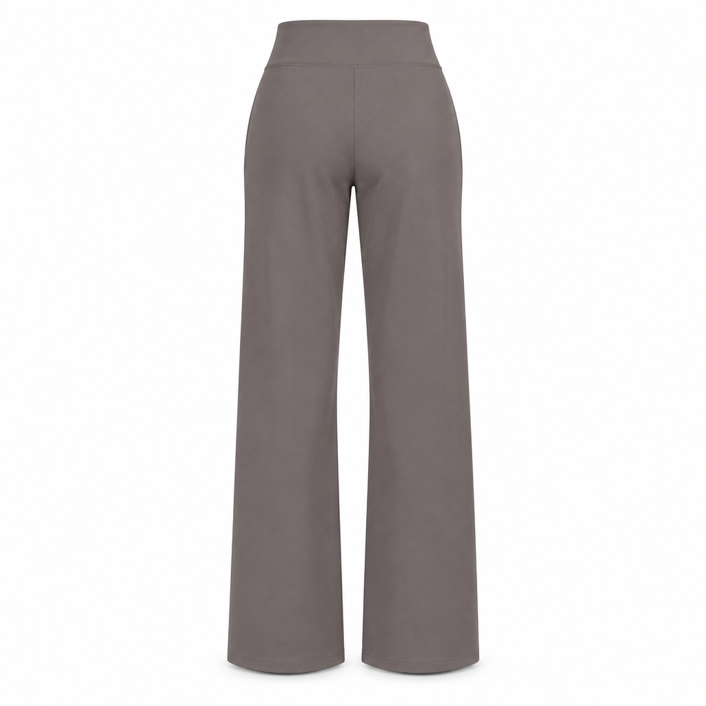 Taupe pull-on wide-leg trousers
