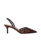 Women's Embroidered Mesh Mule Heels - Slip-On Pointed Toe
