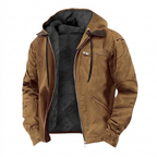 Men's Hooded Jacket with Zip Front and Drawstring Hood for Casual Wear