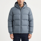 Men’s Hooded Puffer Jacket - Front Zip