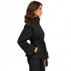 Women's Cropped Double Breasted Trench Jacket with Belt