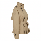 Women's Short Double-Breasted Trench Coat with Belt