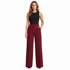 Woman modelling wine red tailored trousers