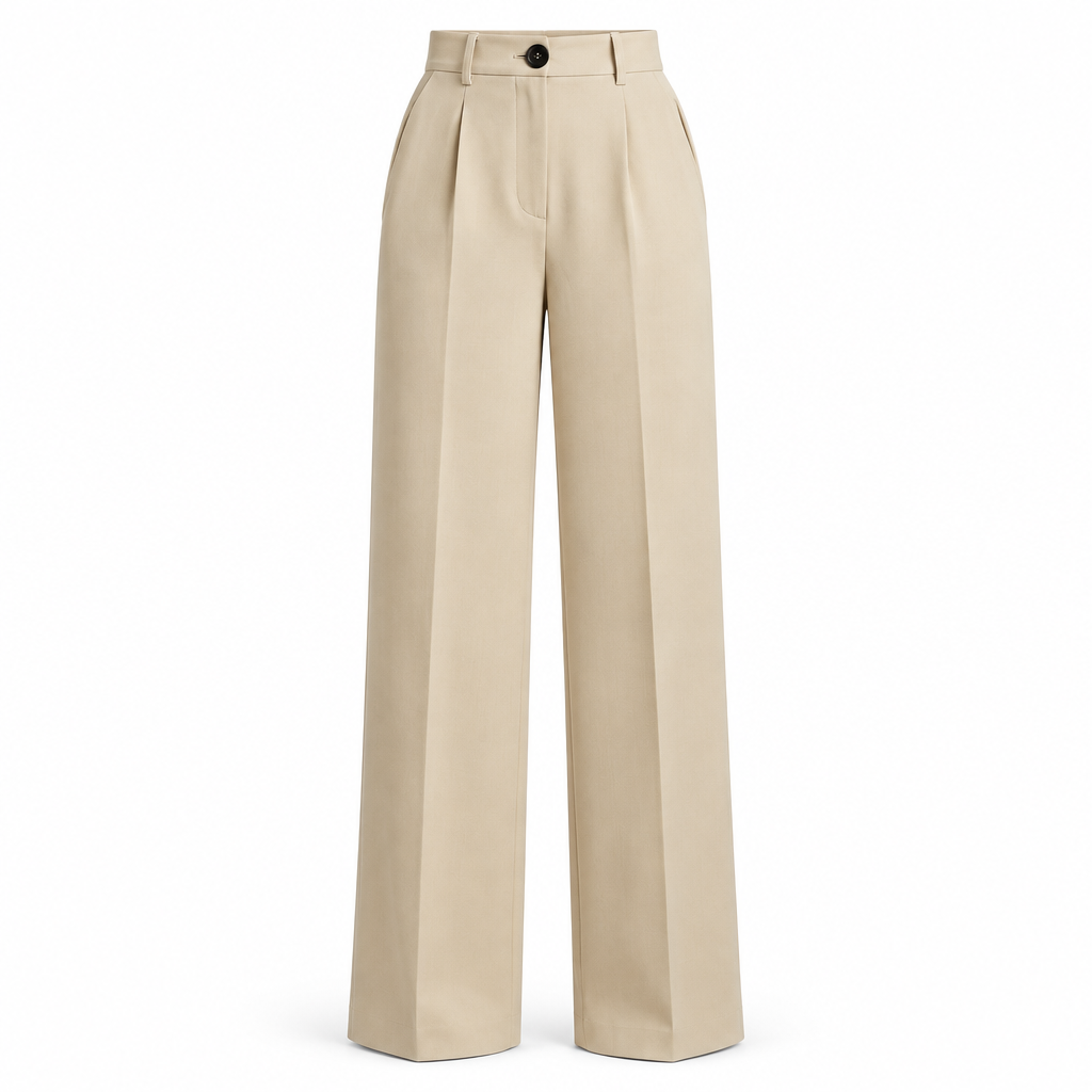 Khaki tailored wide-leg trousers